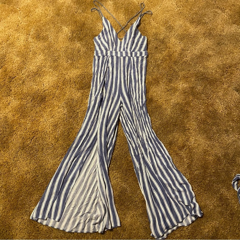 Striped Blue and White Jumpsuit